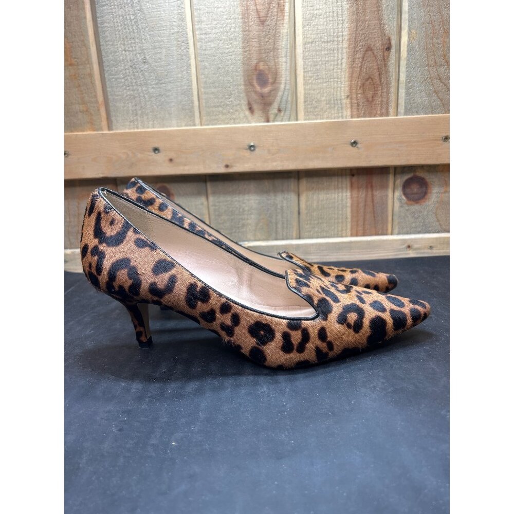 L.K. Bennett Ava Leopard Print Calf Hair Kitten Heel Courts EU41 US 10.5 Womens